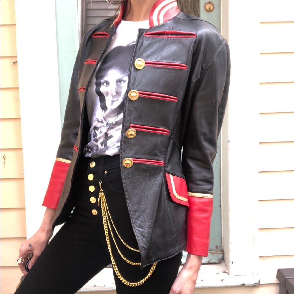 Lillie Rubin leather military jacket - Picture 2 of 8